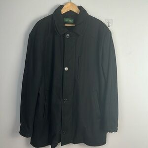 Men’s Lauren Ralph Lauren XL Black Wool Blend Peacoat Fall Winter Dressy Jacket